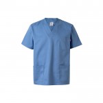 Túnica de sarga de manga corta de poliéster y algodón 190 g/m2 color azul pastel