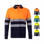 Polo de trabajo bicolor de manga larga de alta visibilidad 150 g/m2 varios colores