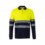 Polo de piqué laboral de manga larga de alta visibilidad 150 g/m2 color amarillo