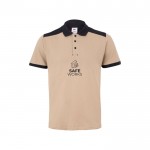 Polo de trabajo piqué unisex en manga corta de poliéster 200 g/m2 color beige imagen con logo