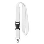 Lanyard promocional barato con hebilla color blanco