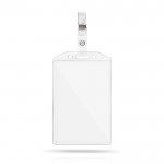 Identificador ideal para enganchar en el bolsillo 7.5x12cm color transparente