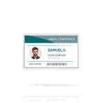 Identificador de plástico transparente con pasador trasero 9x5.5cm