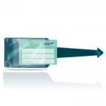 Identificador de maletas de varios colores con cara transparente color verde oscuro vista 2