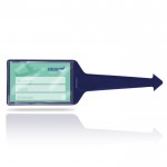 Identificador de maletas de varios colores con cara transparente color azul marino vista 1