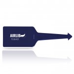 Identificador de maletas de varios colores con cara transparente color azul marino vista con logo impreso