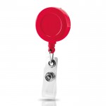 Porta credenciales extenisble con casquillo de resina con clip color rojo