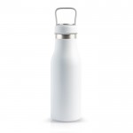 Botella termo con compartimento en la tapa y asa transporte 510ml color blanco