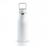 Botella termo con compartimento en la tapa y asa transporte 510ml color blanco vista 1
