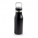 Botella termo con compartimento en la tapa y asa transporte 510ml color negro vista 1