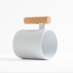 Taza de cerámica ideal para sublimación con mango de madera 325ml vista 3