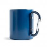 Taza de doble pared de acero inoxidable reciclado con mosquetón 300ml color azul marino vista 1