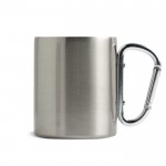 Taza de doble pared de acero inoxidable reciclado con mosquetón 300ml color plateado