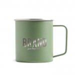 Taza de acero inoxidable reciclado con diseño moderno y asa 400ml