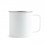 Taza de acero inoxidable reciclado con diseño moderno y asa 400ml color blanco
