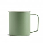 Taza de acero inoxidable reciclado con diseño moderno y asa 400ml color verde bosque