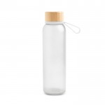 Botella de plástico reciclado con acabado mate y tapa de bambú 350ml color translúcido