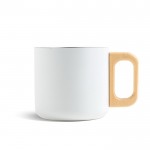 Taza de acero inoxidable de doble pared y asa de madera 350ml color blanco