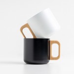 Taza de acero inoxidable de doble pared y asa de madera 350ml vista 1