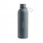 Botella térmica de acero inoxidable con acabado de goma 500ml color gris claro vista con logo impreso
