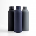 Botella térmica de acero inoxidable con acabado de goma 500ml vista con varios colores