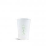 Vaso reutilizable de plástico hecho en Europa con capacidad 280ml vista con logo impreso