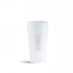 Vaso de plástico reutilizable ideal para fiestas hecho en EU 400ml vista con logo impreso