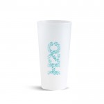 Vaso de plástico reutilizable de plástico para festivales 600ml vista con logo impreso