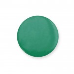 Pin circular de acabado brillante con cierre de imperdible color verde primera vista