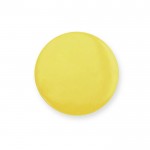 Pin circular de acabado brillante con cierre de imperdible color amarillo primera vista