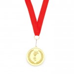 Medalla metálica motivo olímpico color dorado