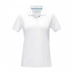 Polo de mujer piqué en algodón orgánico GOTS 180 g/m2 Elevate NXT color blanco segunda vista frontal