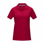 Polo de mujer piqué en algodón orgánico GOTS 180 g/m2 Elevate NXT color rojo segunda vista frontal