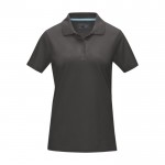 Polo de mujer piqué en algodón orgánico GOTS 180 g/m2 Elevate NXT color gris oscuro segunda vista frontal