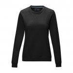 Jersey cuello redondo de mujer algodón orgánico GOTS 280 g/m2 Elevate NXT color negro segunda vista frontal