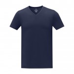 Camiseta cuello en V de hombre algodón 160 g/m2 Elevate Life color azul marino segunda vista frontal