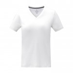 Camiseta cuello en V de mujer algodón 160 g/m2 Elevate Life color blanco segunda vista frontal