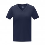 Camiseta cuello en V de mujer algodón 160 g/m2 Elevate Life color azul marino segunda vista frontal