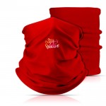 Braga de poliéster y elastano para proteger boca y nariz color rojo vista con logo impreso