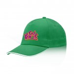 Gorra de algodón peinado con detalle a color en la visera 255 g/m2 color verde vista con logo impreso