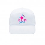 Gorra de poliéster infantil de 5 paneles ideal para fiestas 125 g/m2 vista con logo impreso