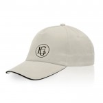 Gorra de sarga de algodón con cierre de metal ajustable 160 g/m2 color beige vista con logo impreso