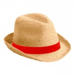 Sombrero rústico de papel en color tostado color rojo primera vista