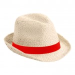 Sombrero rústico fabricado en paja de papel color rojo primera vista