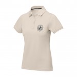 Polo de manga corta para mujer en punto piqué 200 g/m2 Elevate Life color arena vista impresión serigrafía