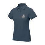 Polo de manga corta para mujer en punto piqué 200 g/m2 Elevate Life color azul cian vista impresión serigrafía