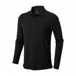 Polo de algodón para hombre de manga larga 200 g/m2 Elevate Life color negro