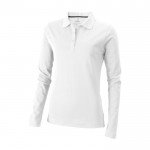 Polo de algodón para mujer de manga larga 200 g/m2 Elevate Life color blanco