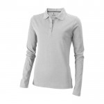 Polo de algodón para mujer de manga larga 200 g/m2 Elevate Life color gris