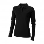 Polo de algodón para mujer de manga larga 200 g/m2 Elevate Life color negro